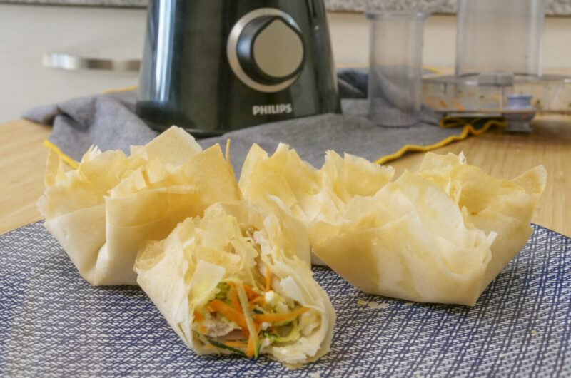 Trouxas de legumes com massa filo 